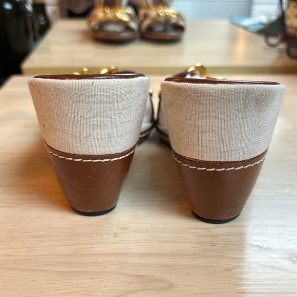 Cole Haan Brown Gold Chain Wedge Slides - Picture 3 of 5